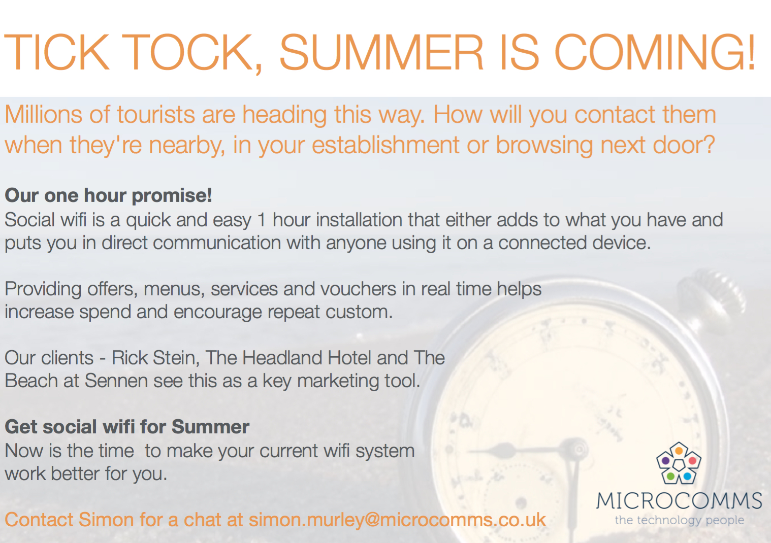 social wifi for hospitality businesses in cornwall.  Summer 2016